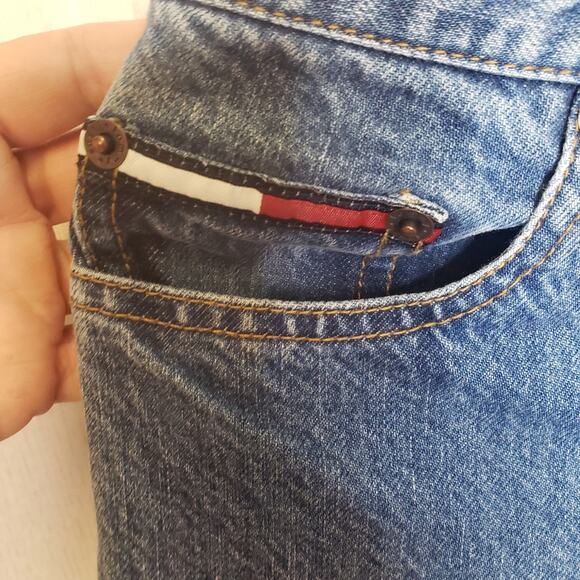 Tommy Jeans Tommy Hilfiger Vintage denim medium wash raw hem size 7 - Picture 4 of 9